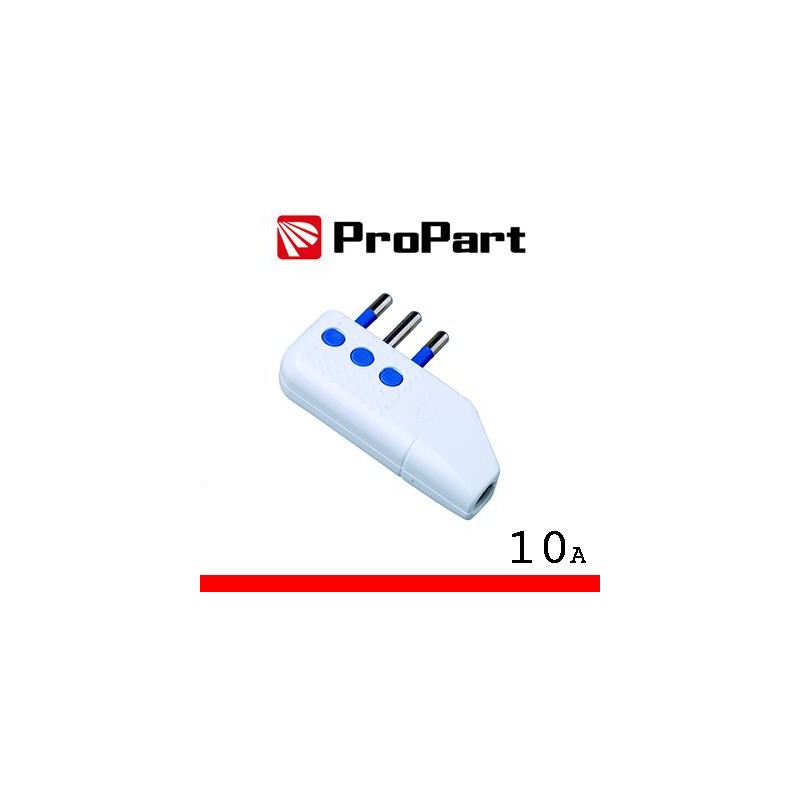 Spina 10A 2P+T uscita cavo 90° polybag