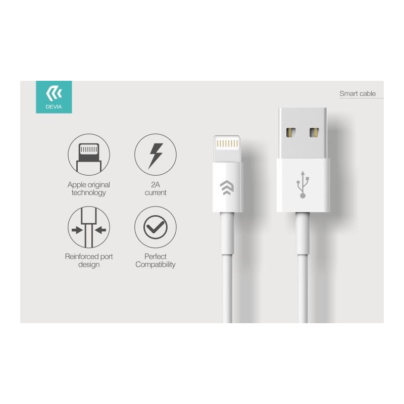 Cavo Dati Carica Lightning iPhone e iPad IOS 1 metro Bianco