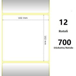 White 102x102mm, 700 Et/Rotolo Z-1000D,4x4x1 Core ,12 Rolls