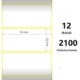 White 70x32mm,2100 Et/Rotolo Z-1000D,2.8x1.3x1Core ,12 Rolls