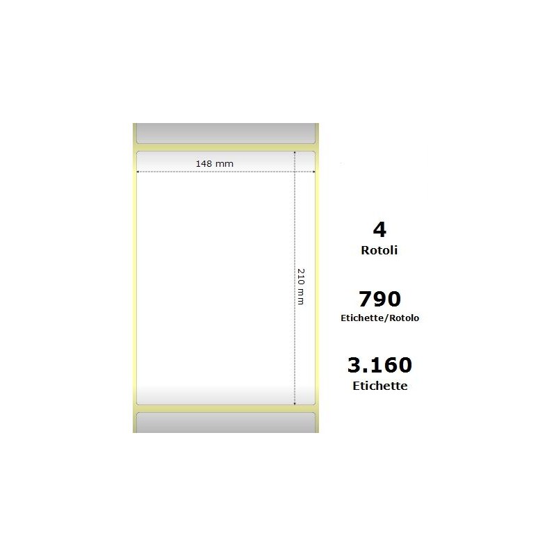 White 148x210mm,790 Et/Rotolo Z-1000D,5.8x8.3x3Core, 4 Rolls