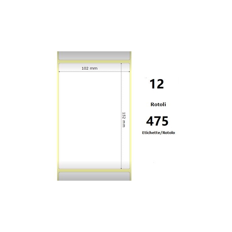 White 102x152mm, 475 Et/Rotolo Z-2000D 4x6x1 Core, 12 Rolls