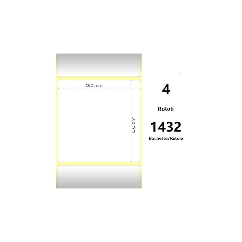 White 102x102mm,1432 Et/Rotolo Z-2000D, 4x4x3 Core, 4 Rolls