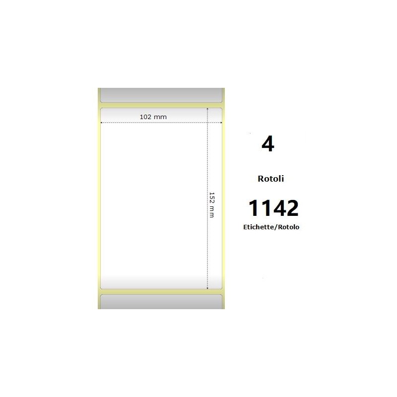 White 102x152mm,1142 Et/Rotolo Z-2000D, 4x6x3 Core, 4 Rolls