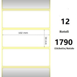 White 102x38mm,1790 Et/Rotolo Z-2000D, 4x1.5x1Core, 12 Rolls