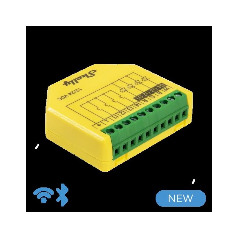 Shelly Plus RGBW PM - Controller Strisce LED 12-24DC RGBW + PM