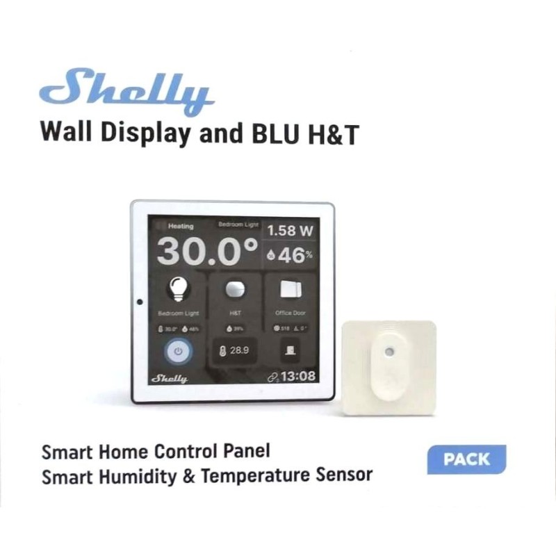 Shelly Wall Display + Sensore H&T - Pannello con Display touch Bianco