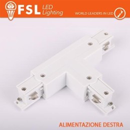 FSL Connettore Forma T destra per Binario Trifase - Colore BIANCO