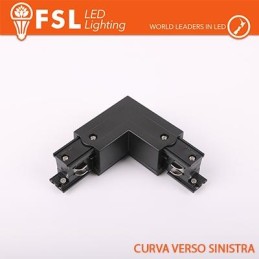 FSL Connettore Forma L sinistra per Binario Trifase - Colore NERO