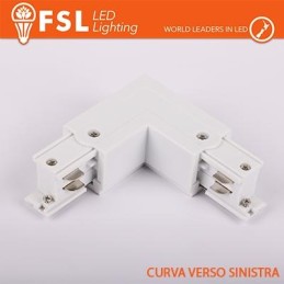 FSL Connettore Forma L sinistra per Binario Trifase - Colore BIANCO