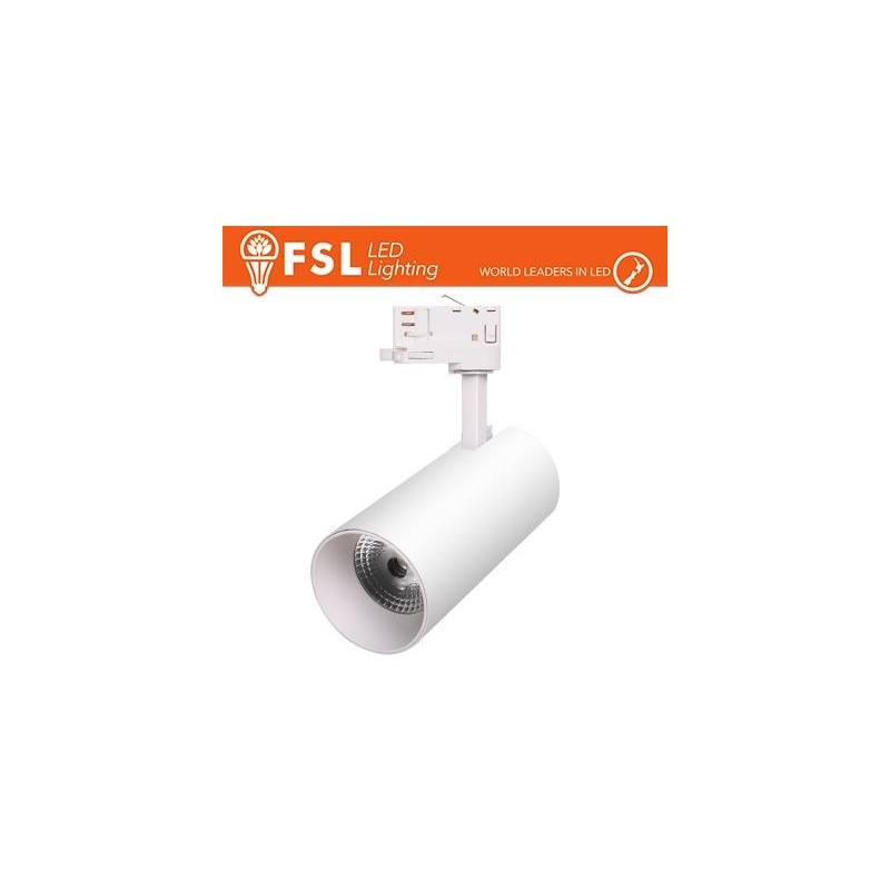 FSL Proiettore a Binario Trifase BIANCO - 3white 3000-4000-6500k, 30w, 3500lm