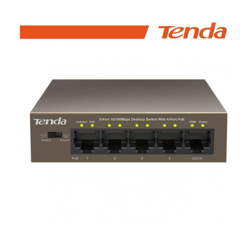 Tenda Switch Desktop 5 Porte 10/100 con 4 Porte PoE - TEF1105P-4-63W