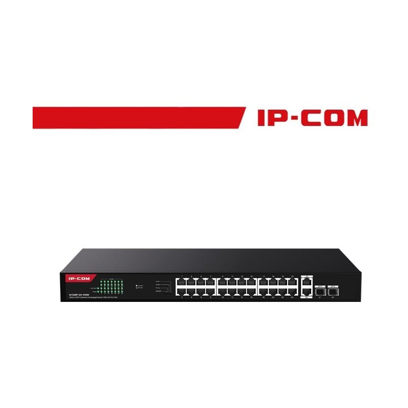 IP-COM 26GE+2SFP Ethernet Unmanaged Switch With 24-Port PoE - G1128P-24-410W