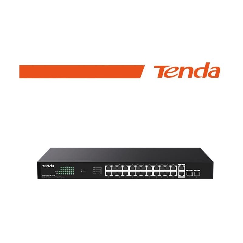 Tenda  26GE+2SFP Ethernet Switch With 24-Port PoE - TEG1128P-24-250W